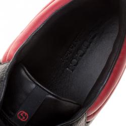 Gucci Black and Red Leather Ronnie Low Top Sneakers Size 48