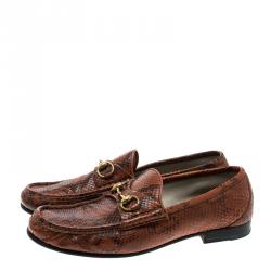 Gucci Two Tone Python Leather Horsebit Loafers Size 43