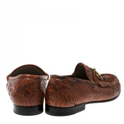 Gucci Two Tone Python Leather Horsebit Loafers Size 43