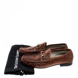 Gucci Two Tone Python Leather Horsebit Loafers Size 43
