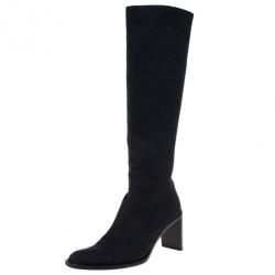 Gucci Black Guccissima Canvas Knee Boots Size 40