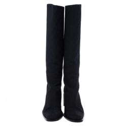 Gucci Black Guccissima Canvas Knee Boots Size 40