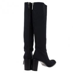 Gucci Black Guccissima Canvas Knee Boots Size 40
