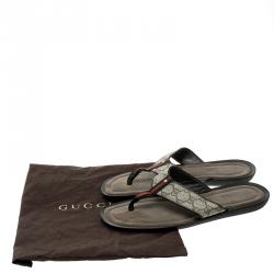 Gucci Beige GG Supreme Canvas Web Thong Sandals Size 43.5