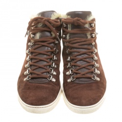 Gucci Brown Suede with Fur Trim High Top Sneakers Size 42