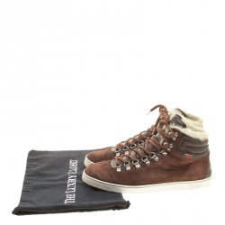 Gucci Brown Suede with Fur Trim High Top Sneakers Size 42