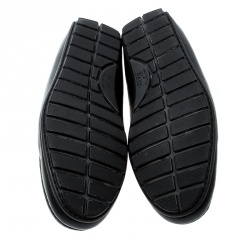 Gucci Black Guccissima Leather GG Loafers Size 42