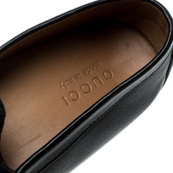 Gucci Black Guccissima Leather GG Loafers Size 42