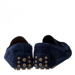 Gucci Blue Suede Web Detail Loafers Size 45
