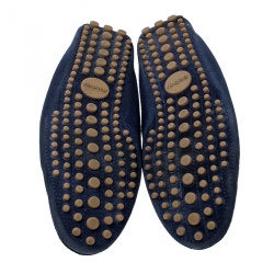 Gucci Blue Suede Web Detail Loafers Size 45