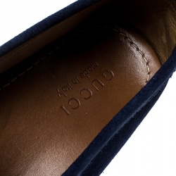 Gucci Blue Suede Web Detail Loafers Size 45