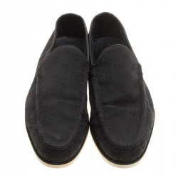 Gucci Black GG Fabric Loafers Size 41