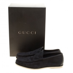 Gucci Black GG Fabric Loafers Size 41