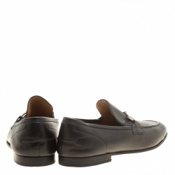 Gucci Black Leather Jordaan Horsebit Loafers Size 44.5