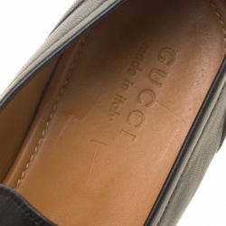 Gucci Black Leather Jordaan Horsebit Loafers Size 44.5