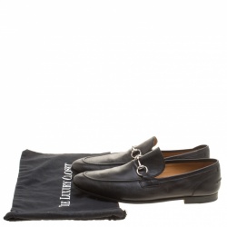 Gucci Black Leather Jordaan Horsebit Loafers Size 44.5