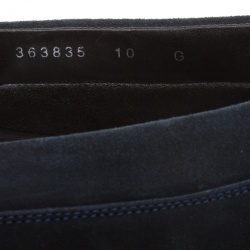 Pre Owned Gucci Navy Blue Suede Web Detail Loafers Size 44