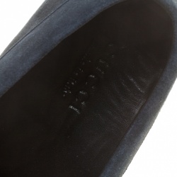 Pre Owned Gucci Navy Blue Suede Web Detail Loafers Size 44