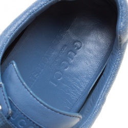 Gucci Europe Exclusive Blue Leather Web Detail Low Top Sneakers Size 44