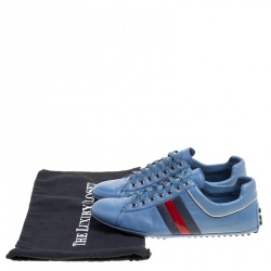 Gucci Europe Exclusive Blue Leather Web Detail Low Top Sneakers Size 44