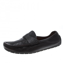 Gucci Brown Microguccissima Leather GG Loafers Size 43