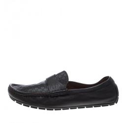 Gucci Brown Microguccissima Leather GG Loafers Size 43
