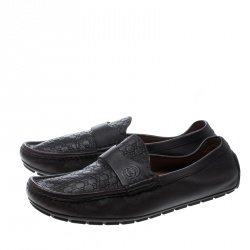 Gucci Brown Microguccissima Leather GG Loafers Size 43