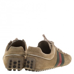 Pre Owned Gucci Beige Suede Web Detail Sneakers Size 41