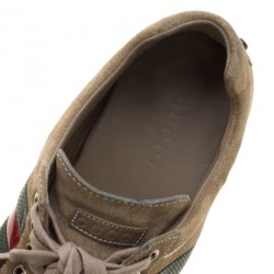 Pre Owned Gucci Beige Suede Web Detail Sneakers Size 41