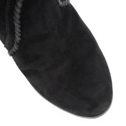 Pre Owned Gucci Black Suede Bamboo Tassel Knee Boots Size 37.5