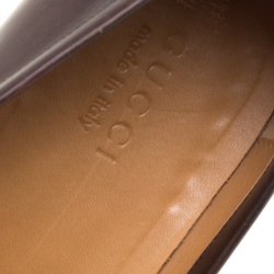 Pre Owned حذاء لوفرز غوتشي ويب بامبو جلد بني داكن مقاس 45.5