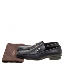 Gucci Black Leather Bit Loafers Size 42.5
