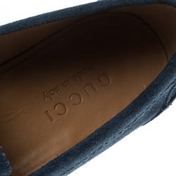 Gucci Blue Suede Queen Bamboo Trim Heel Tassel Loafers Size 40