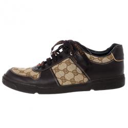 Pre Owned Gucci Guccissima Canvas and Leather Sneakers Size 42.5