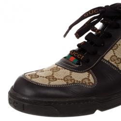 Pre Owned Gucci Guccissima Canvas and Leather Sneakers Size 42.5