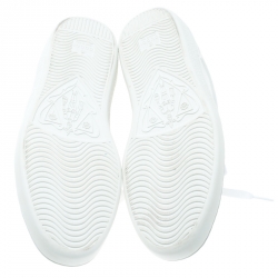 Pre Owned حذاء رياضي غوتشي منخفض من أعلى ايس تفاصيل ويب حواف تمساح جلد أبيض مقاس 42