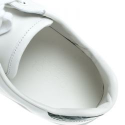 Pre Owned حذاء رياضي غوتشي منخفض من أعلى ايس تفاصيل ويب حواف تمساح جلد أبيض مقاس 42