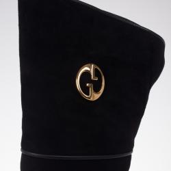 Gucci Black Suede GG Over The Knee Boots Size 37