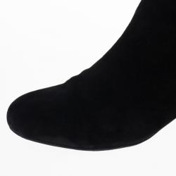 Gucci Black Suede GG Over The Knee Boots Size 37