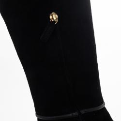 Gucci Black Suede GG Over The Knee Boots Size 37