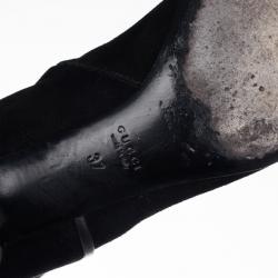 Gucci Black Suede GG Over The Knee Boots Size 37