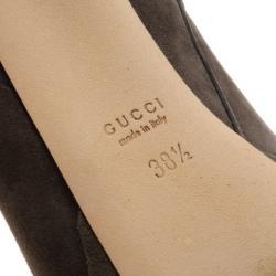 Pre Owned Gucci Grey Suede Platform Knee Boots Size 38.5
