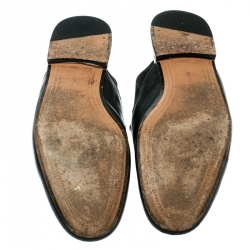 مملوكة مسبقًا Gucci Black Leather Princetown Horsebit Detail Slide Loafers Size 40