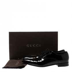 Gucci Black Patent Leather Lace Up Oxfords Size 44