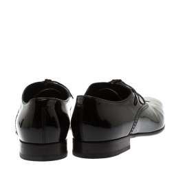Gucci Black Patent Leather Lace Up Oxfords Size 44
