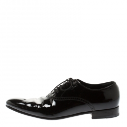 Gucci Black Patent Leather Lace Up Oxfords Size 44