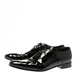 Gucci Black Patent Leather Lace Up Oxfords Size 44