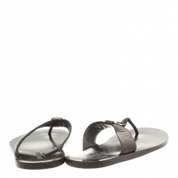 Pre Owned Gucci Brown Leather GG Thong Slipper Sandals Size 40