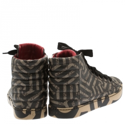  Gucci Beige And Brown Monogram Canvas Caleido High Top Sneakers Size 42.5