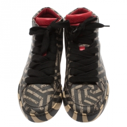  Gucci Beige And Brown Monogram Canvas Caleido High Top Sneakers Size 42.5